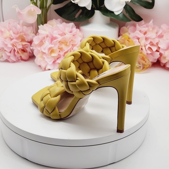 Steve Madden Kenley Citron Braided High Heel Sandals Slide-on Yellow Size 6.5 - Picture 5 of 16